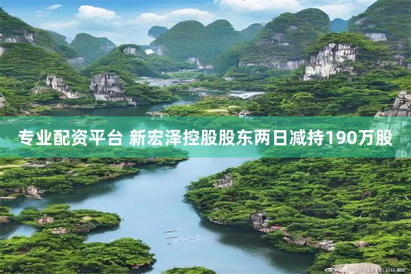 专业配资平台 新宏泽控股股东两日减持190万股