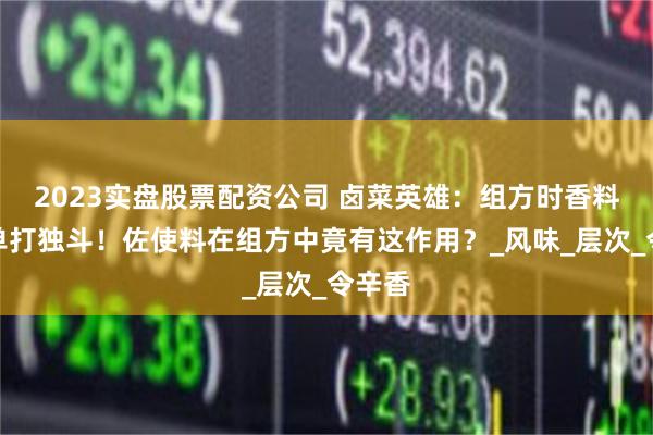 2023实盘股票配资公司 卤菜英雄：组方时香料不能单打独斗！佐使料在组方中竟有这作用？_风味_层次_令辛香